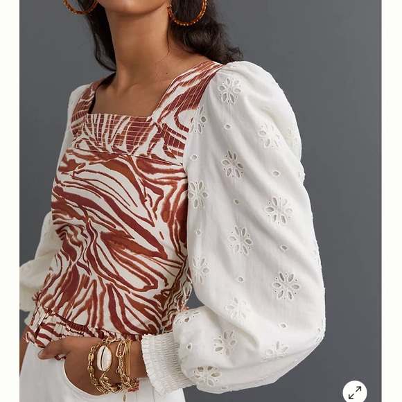 Anthropologie Tops - NWT Anthropologie Love The Label Smocked Puff-Sleeve Blouse XL